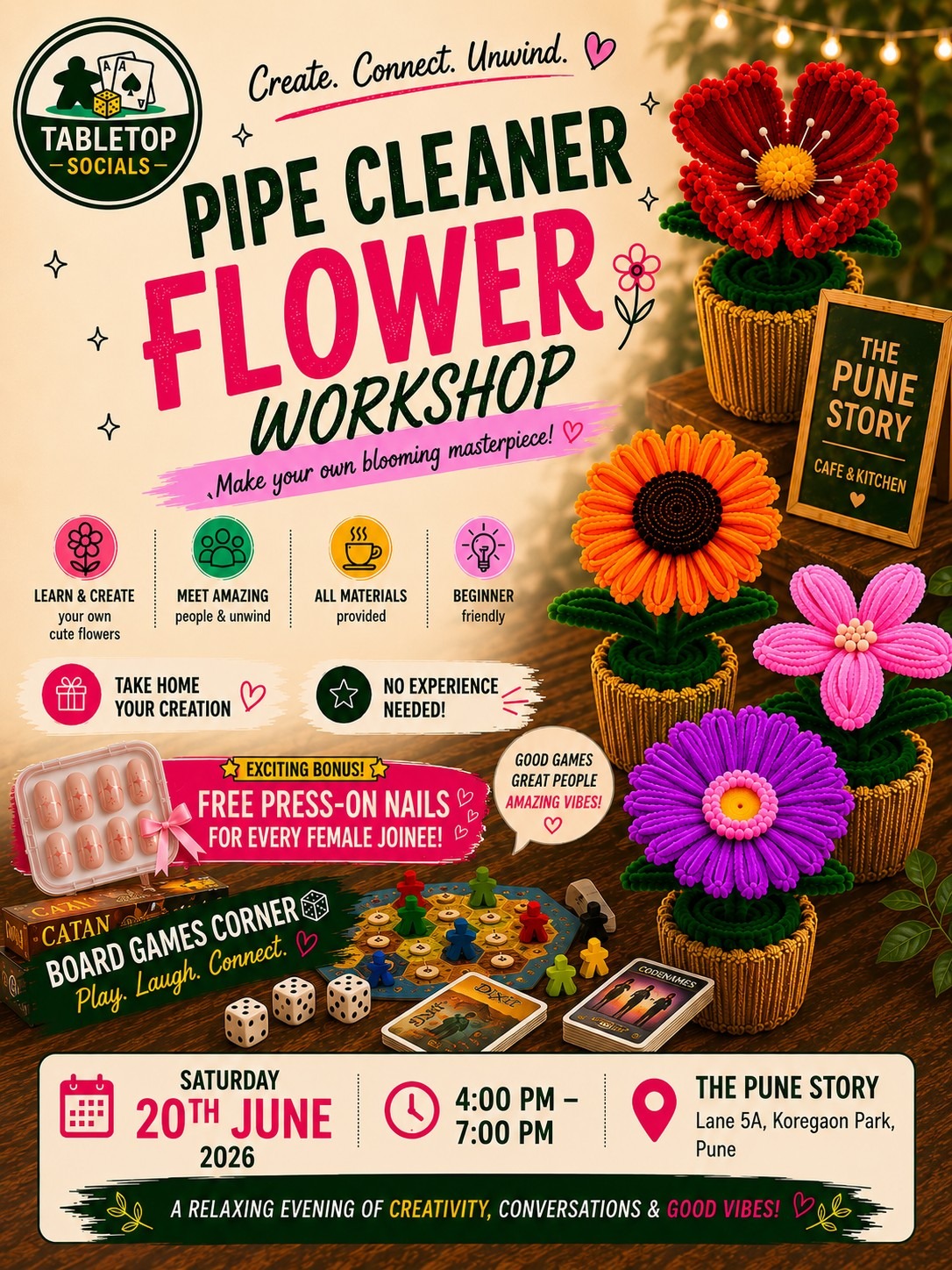 Tabletop Socials - Fuzzy Flower and Board Games Event