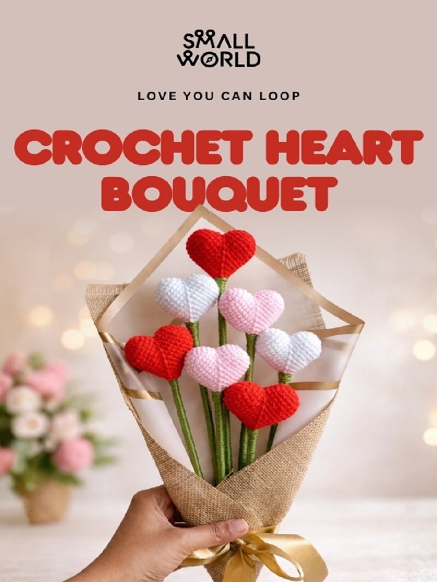Crochet Heart Bouquet