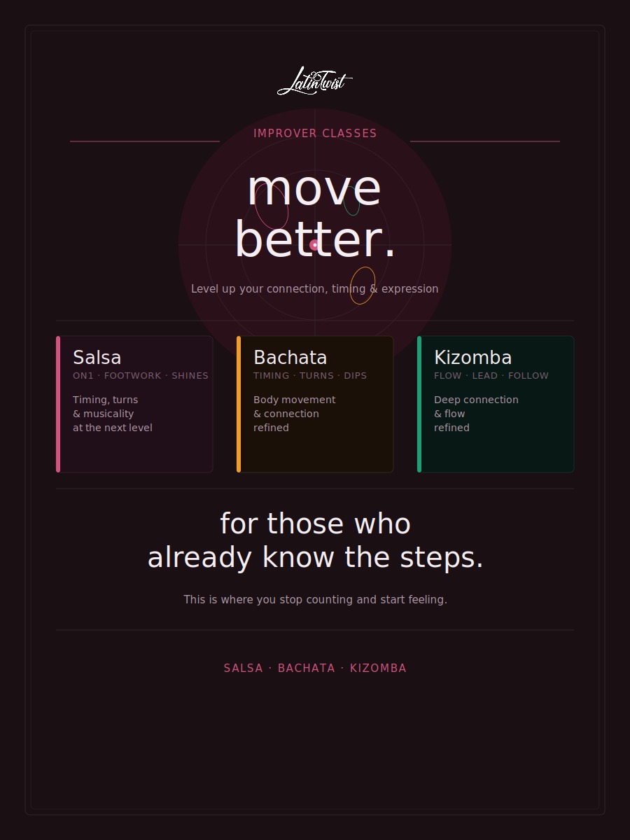 Latin Twist – Salsa, Bachata & Kizomba Improver Classes | Sunday at Khar Studio