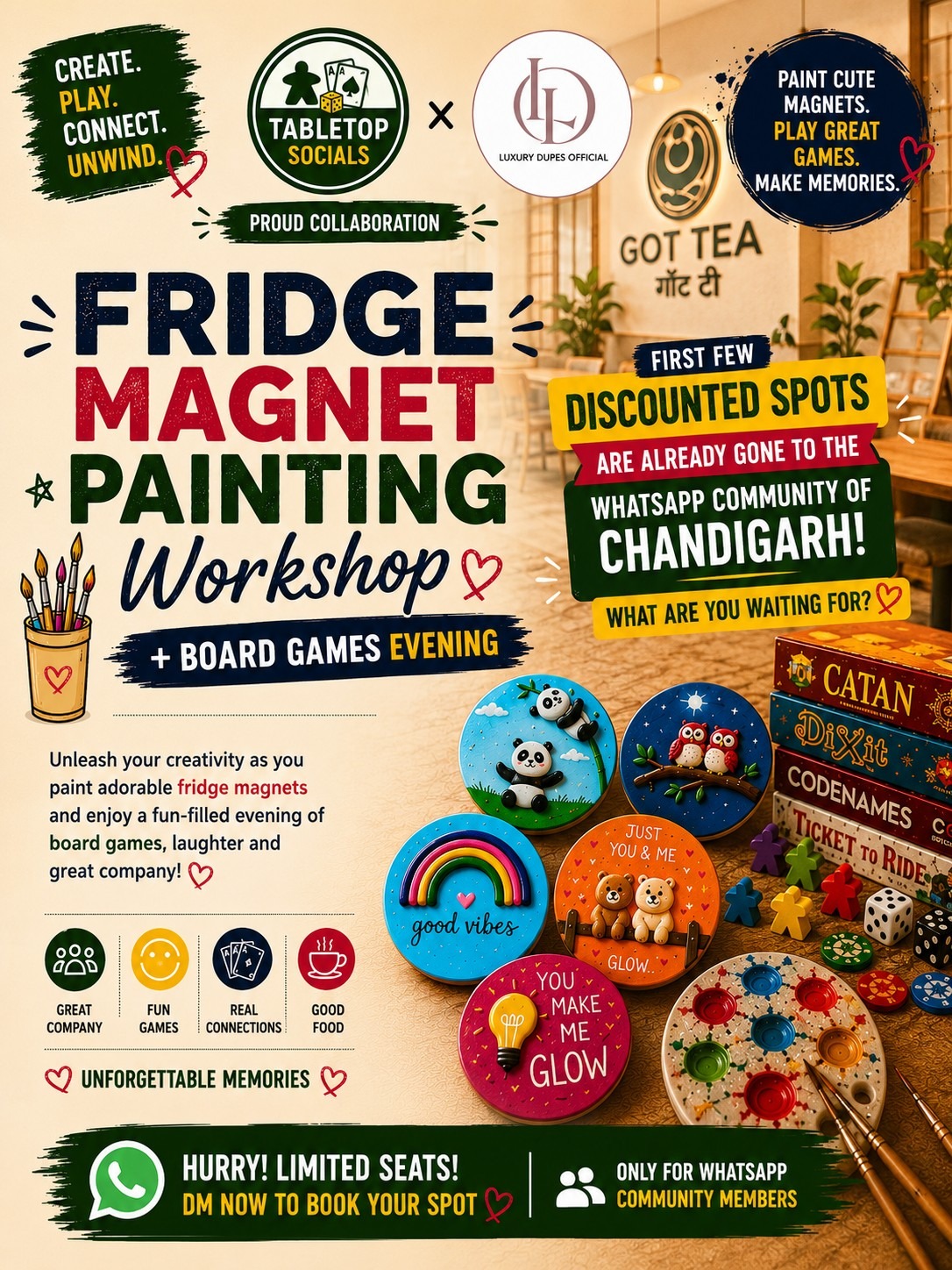 Tabletop Socials -  Fridge Magnet Painting Workshop + Board Games Evening