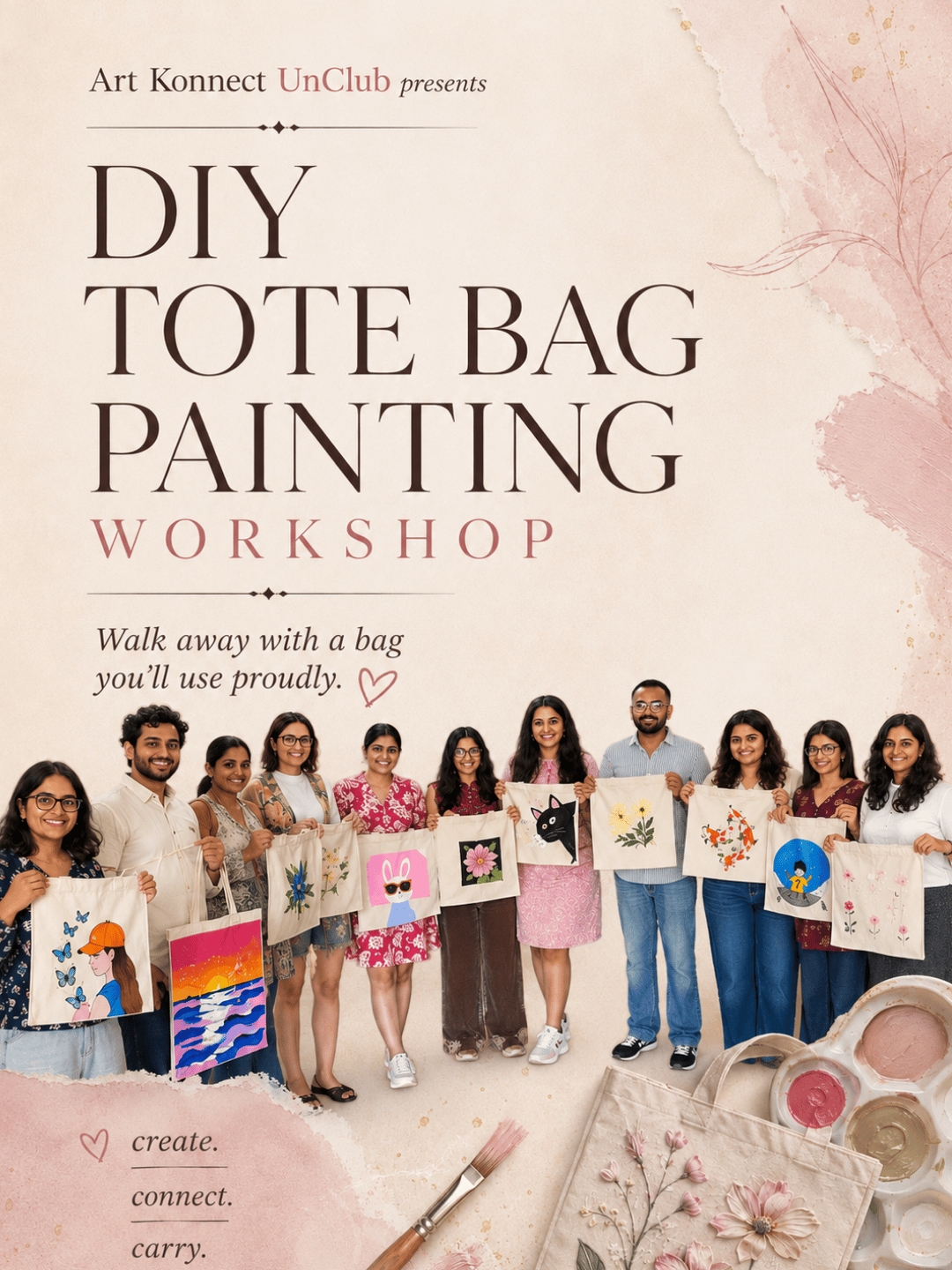DIY Tote Bag Painting Workshop Art Konnect UnClub