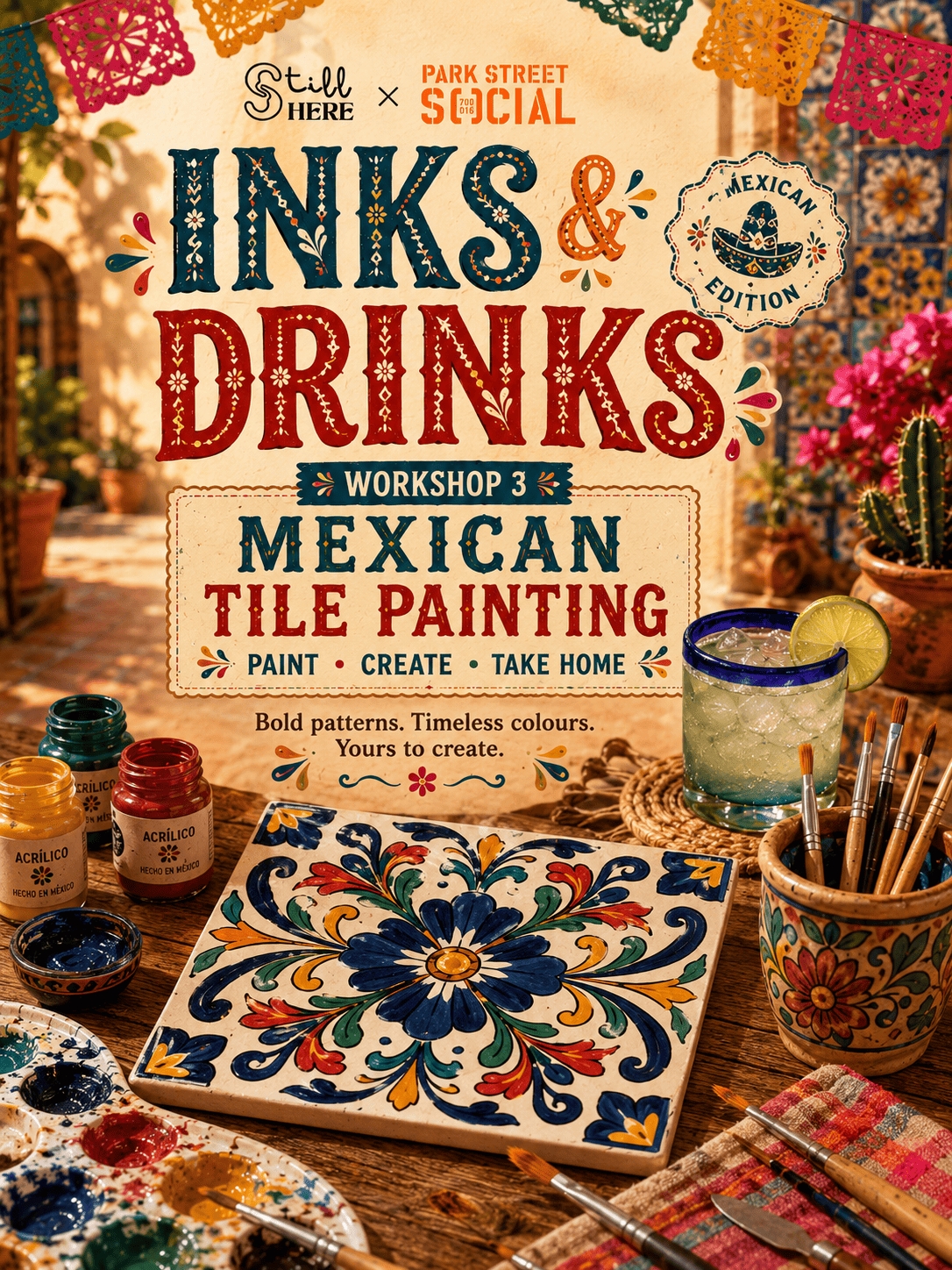Inks & Drinks | Mexican Tile Painting Workshop @ Park Street Social