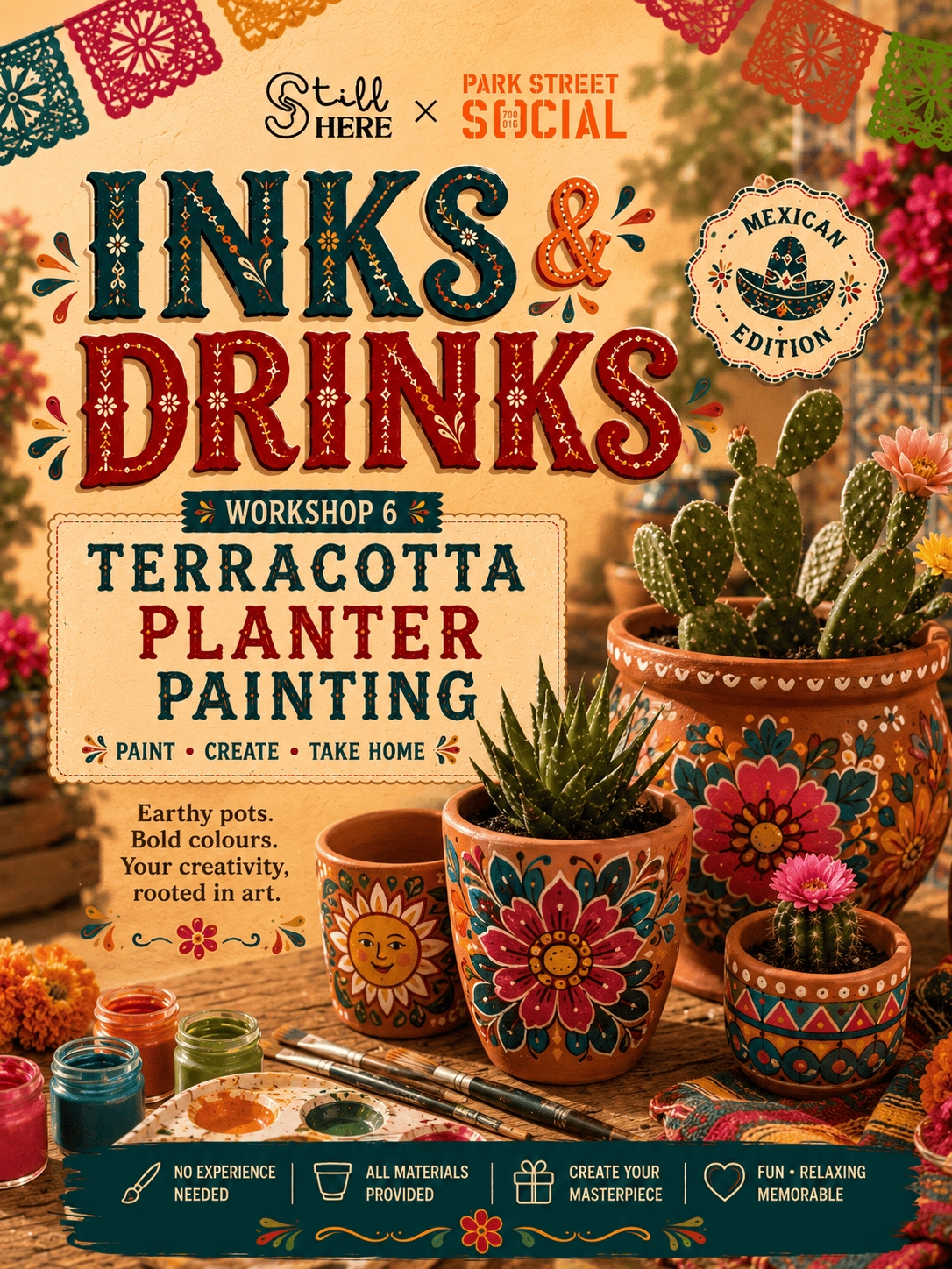 Inks & Drinks | Terracotta Planter Painting Workshop @ Park Street SOCIAL