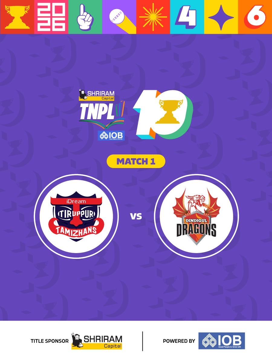 Shriram Capital TNPL 2026 - Match 1 Idream Tiruppur Tamizhans vs Dindigul Dragons