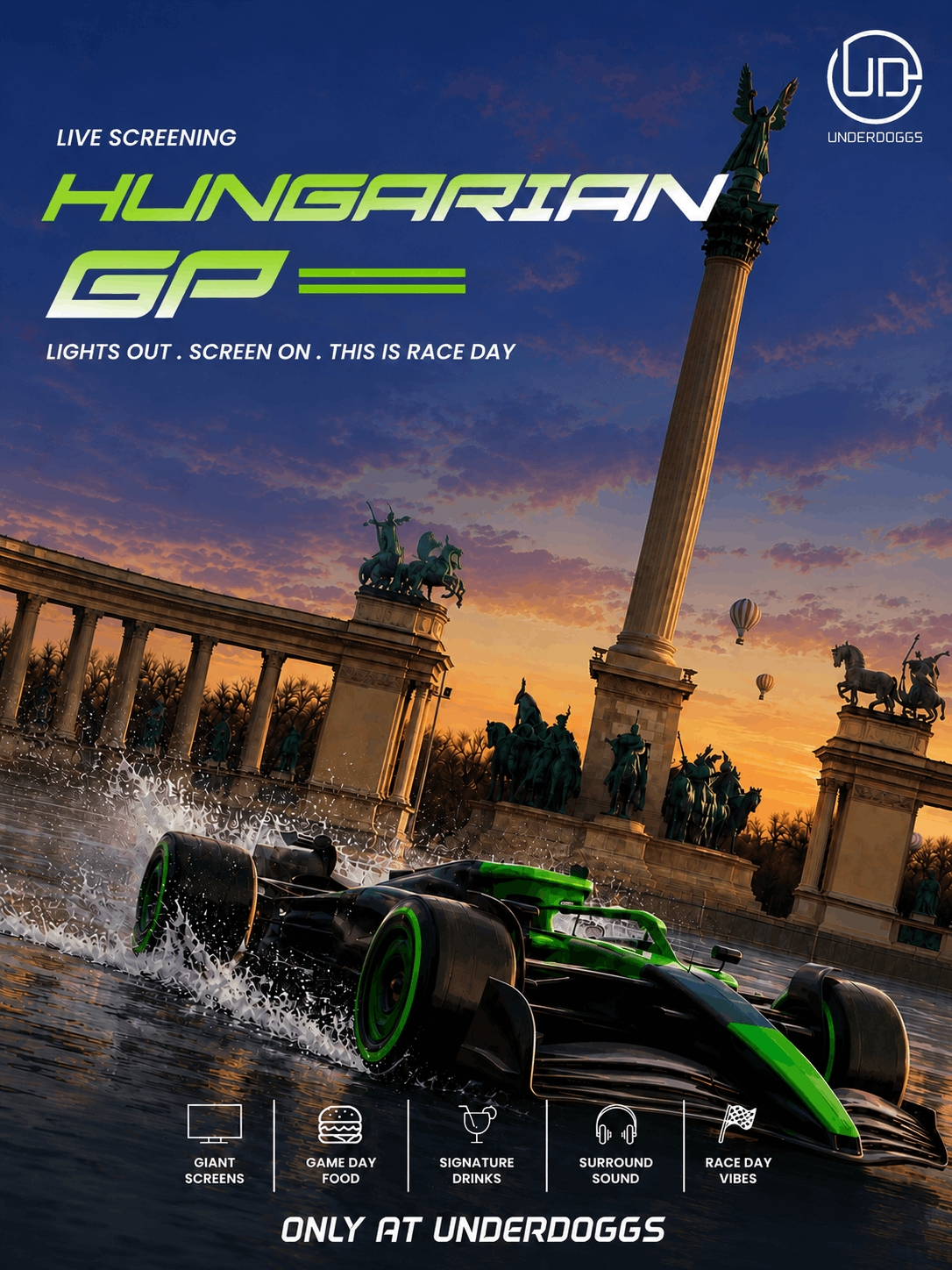 Screening of Hungarian GP Live | Formula 1 at Underdoggs Dehradun
