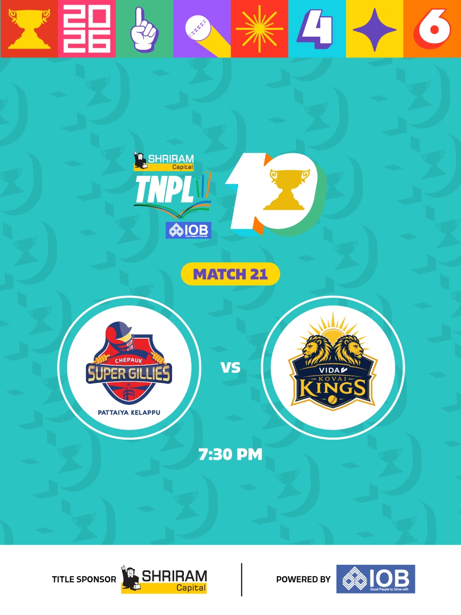 Shriram Capital TNPL 2026 - Match 21 Chepauk Super Gillies vs Vida Kovai Kings