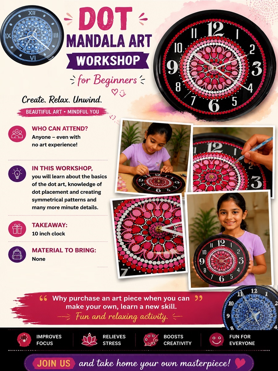 Dot Mandala Wall Clock Painting for Beginners