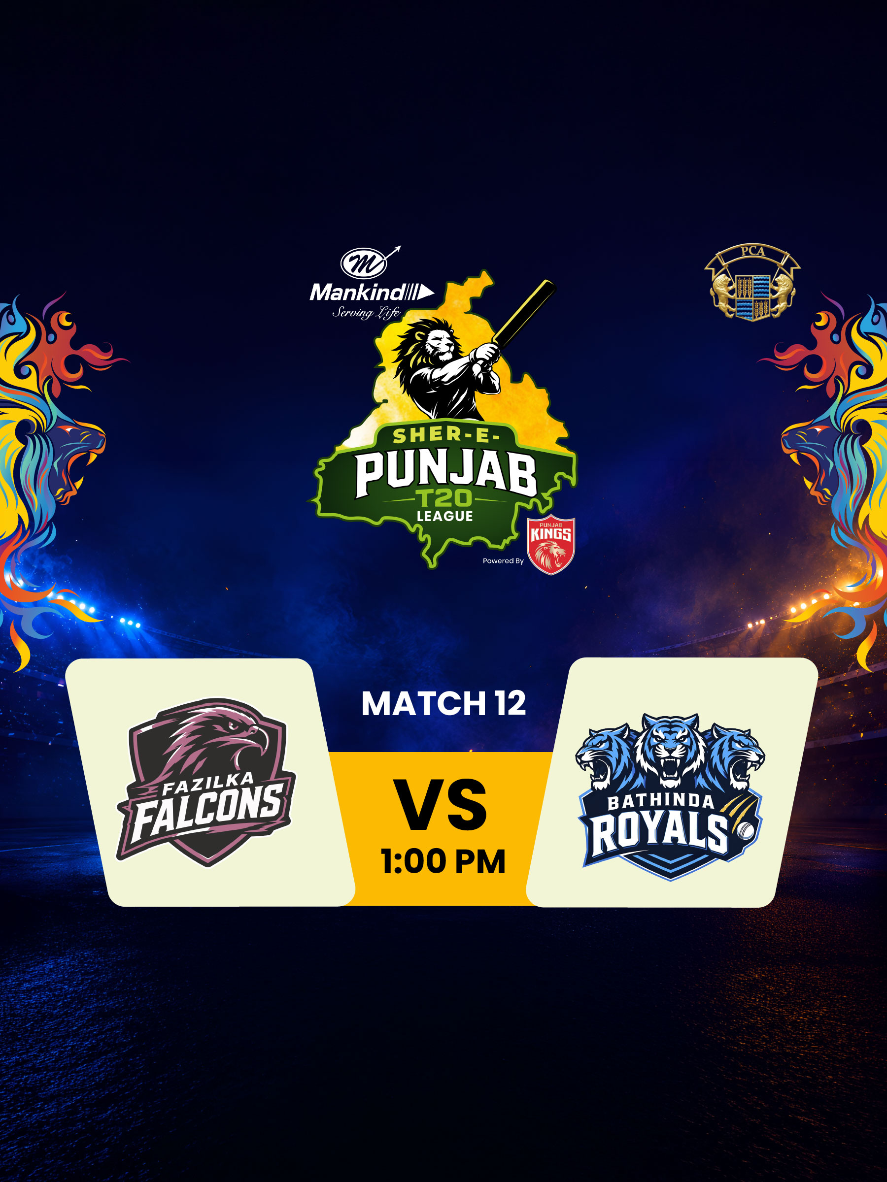 Mankind Pharma Sher-E-Punjab T20 League | Match 12 Fazilka Falcons vs Bathinda Royals