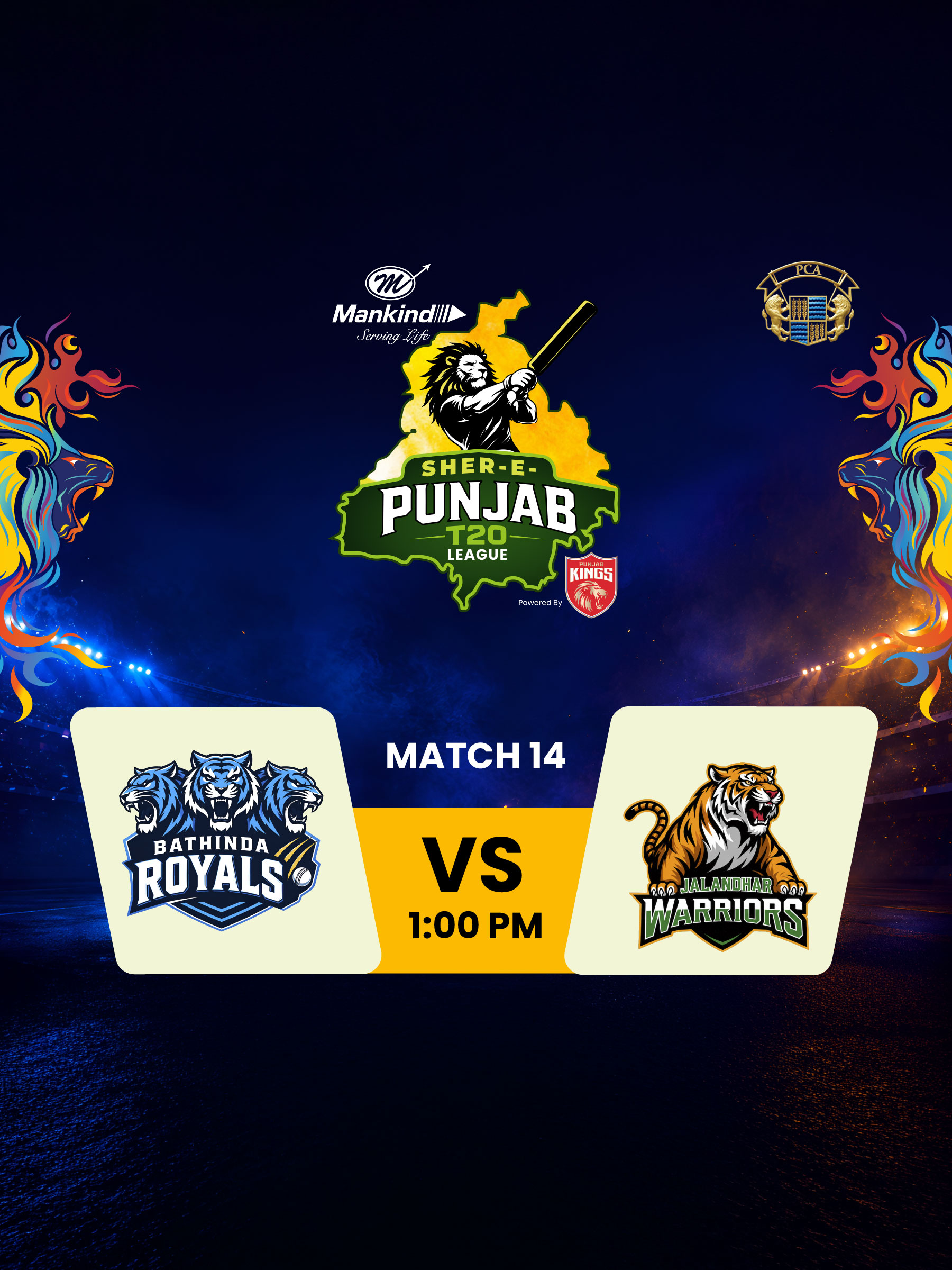 Mankind Pharma Sher E Punjab T20 League | Match 14 Bathinda Royals vs Jalandhar Warriors
