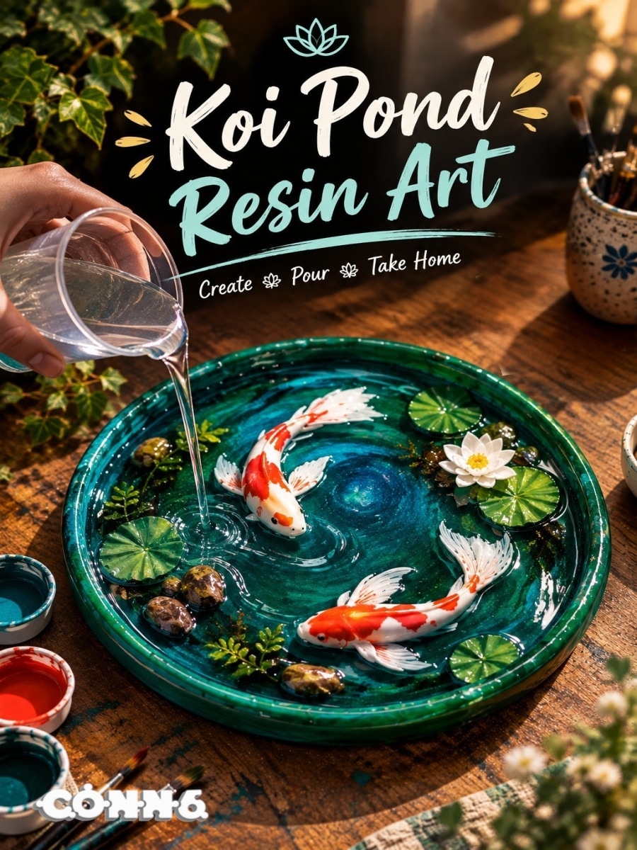 Koi Fish Pond - Resin Art